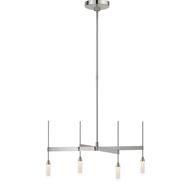 Peter Bristol for Visual Comfort Signature Overture Medium Downlight Chandelier in Polished Nickel with Clear Glass For Sale