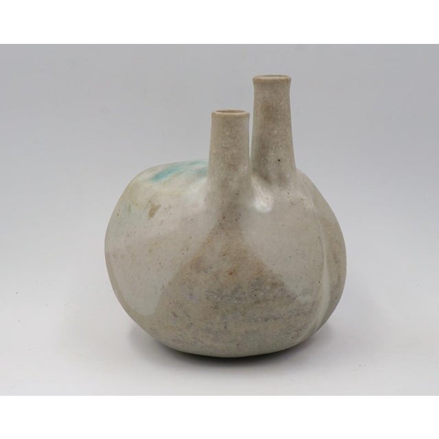 Joel Edwards Joel Edwards Blue Drip Pottery Vessel Sculpture Vase For Sale - Image 4 of 7