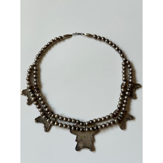 1970s 1970s Native American Silver Kachina Necklace With Turquoise & Coral Chip Inlay For Sale - Image 5 of 9