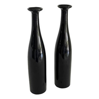 Vintage Toyo Ceramic Ikebana Bottle Vases, a Pair For Sale