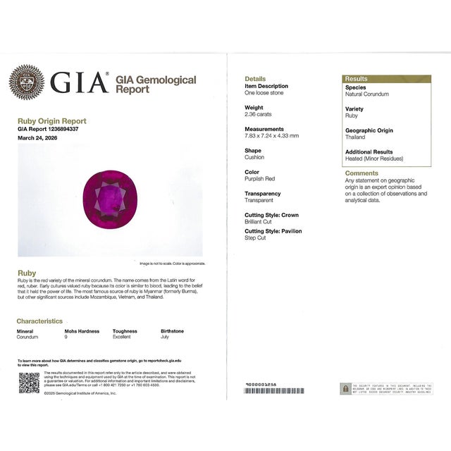 Late 20th Century Fine 2.36ct Gia Intense Red Ruby & 1.02ct Diamond Platinum Ring Size 6.25 For Sale - Image 4 of 18