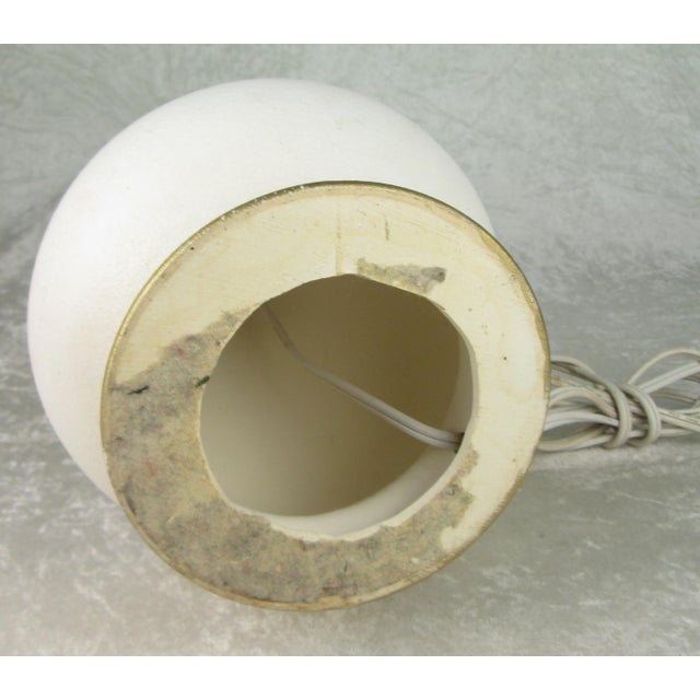 Mid 20th Century Mid Century Modern White Pottery and Walnut Genie Bottle Table Lamp For Sale - Image 9 of 9