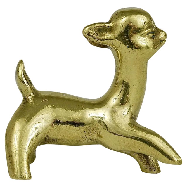 Mid-Century Brass Fawn Figurine by Walter Bosse for Hertha Baller, Austria, 1950s For Sale