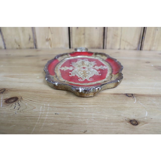 Italian Florentine gilt wood and red tray, made in Italy.