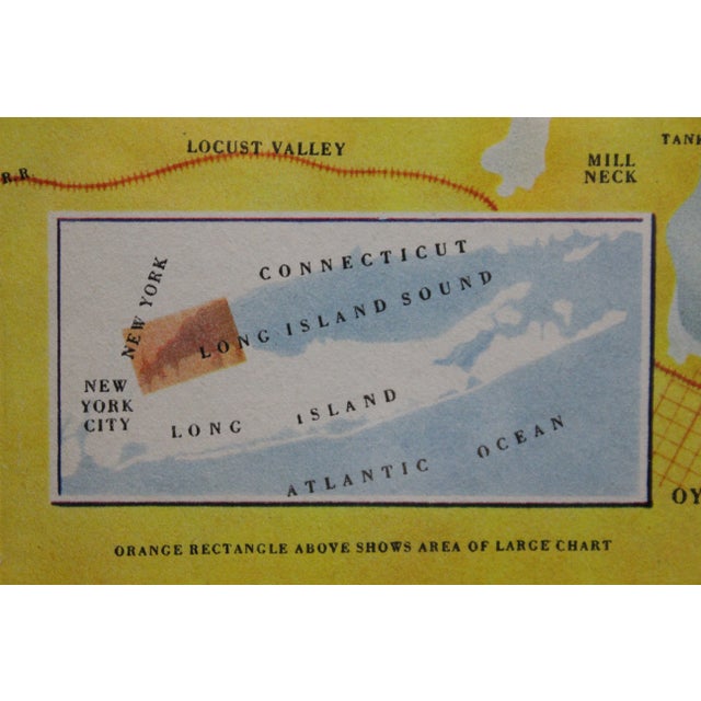 Classic color map/ nautical chart (by Nolf Klep '39) of the North Shore of Long Island Sound for members of the Larchmont...