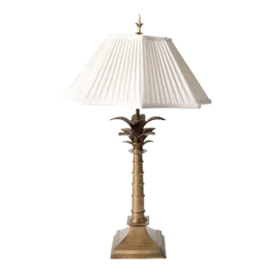 1970s Brass Palm Lamp with Shade in the Manner of Chapman