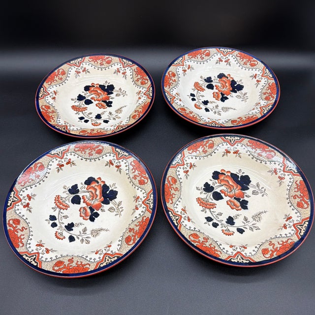 Farmhouse A Set of 4 Antique Doulton’s Alma Pattern Soup Plates, Circa 1880’s For Sale - Image 3 of 12