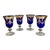 Vintage Horchow 24Kt Gold Cobalt Blue Crystal Wine/Water Glass Goblets - Set of 4 For Sale