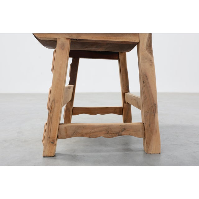Wood Brutalist Armchairs with Carved Rosettes and Nailed Wooden Seats, Spain, 1950s, Set of 2 For Sale - Image 7 of 12