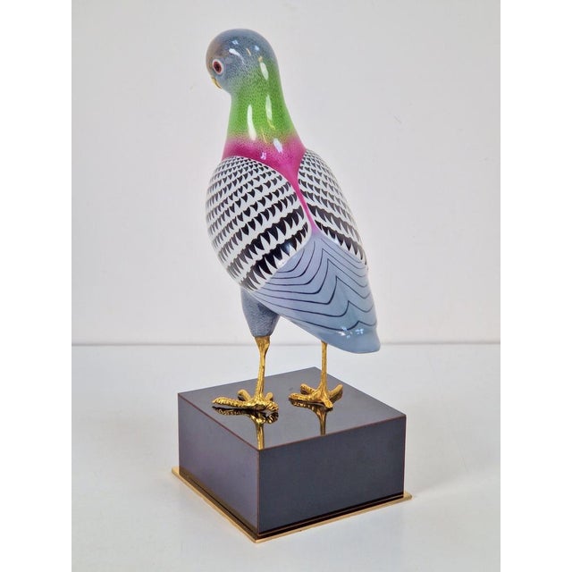 Red Italian Hand Painted Porcelain Pigeon by Giulia Mangani, 1970s For Sale - Image 8 of 17