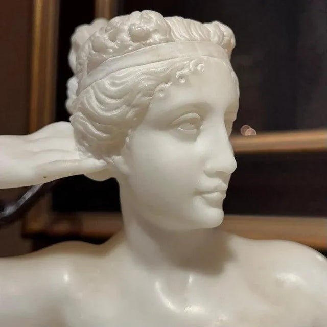 Pauline Bonaparte as Venus Victrix Alabaster Sculpture After Antonio Canova For Sale - Image 9 of 10