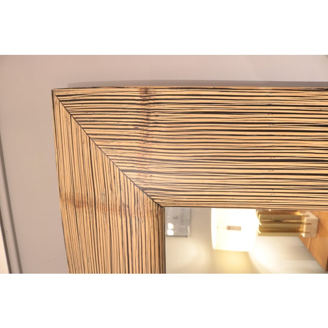 Brown 1970s Modernist Oversized Bamboo Wall Mirror For Sale - Image 8 of 18