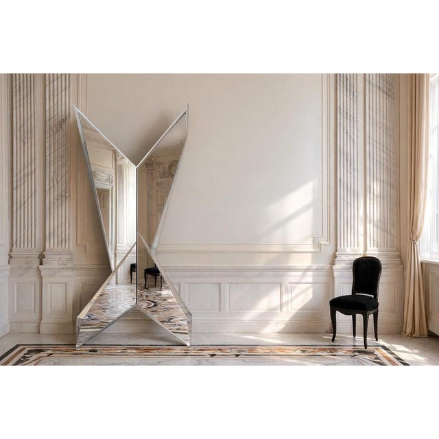 Rocket silver maxi sculptural wall mirror by gtg design couture special edition of 7 pieces + 1 ap dimensions: d 16,5 x w...