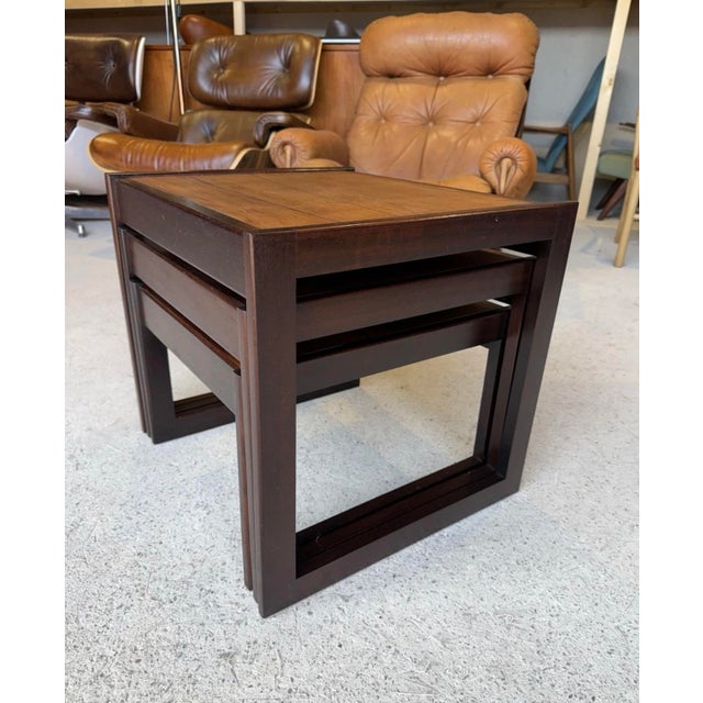 Brown Mid-Century Modern Danish Nesting Tables, 1970s, Set of 3 For Sale - Image 8 of 18