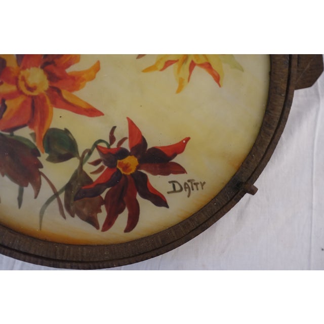 Art Deco Tray in Painted Glass with Hammered Iron Top For Sale - Image 3 of 5