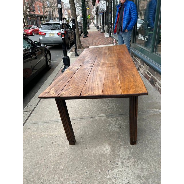 19th Century English Farm Table Dining Table With Satin Birch Top For Sale - Image 11 of 11