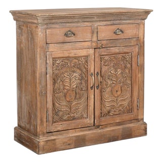 Cabinet/Buffet Constructed From Antique Indian Carved Door Panels and Reclaimed Wood For Sale