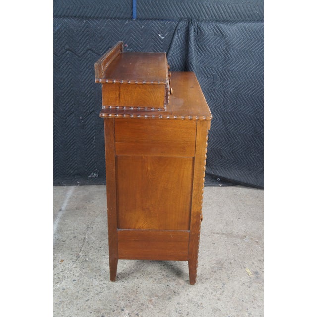 Wood Antique Victorian Arts & Crafts Walnut Stepback Dresser Chest of Drawers For Sale - Image 7 of 12