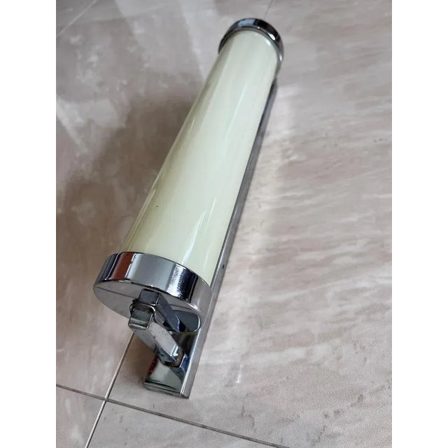 Bauhaus Big Chrome Milk Glass Wall Lamp, 1930s For Sale - Image 4 of 7