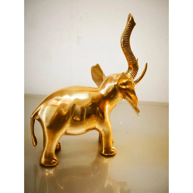 Vintage Gold Brass Elephant For Sale - Image 10 of 12
