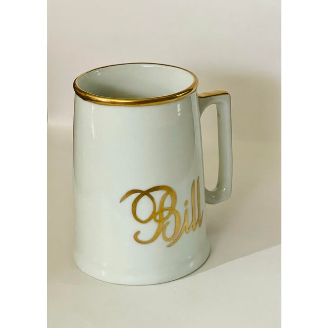 Vintage White & Gold Ceramic Mug For Sale - Image 9 of 10