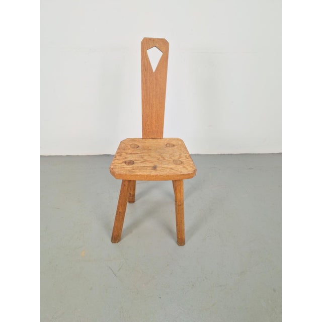 Brutalist Dutch Brutalist Oak Plant Table or Stool, 1950s For Sale - Image 3 of 7