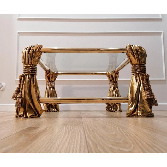 Gold Hollywood Regency Gold Coffee Table, 1970s For Sale - Image 8 of 12