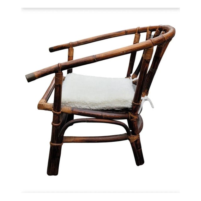 Campaign Pair of 1954 John Wisner for Ficks Reed Campaign Style Rattan Lounge Chairs For Sale - Image 3 of 12