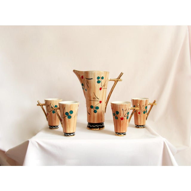 Ceramic Mid-Century Ceramic Margherite Pitcher and Glasses, Italy, 1950s, Set of 5 For Sale - Image 7 of 13