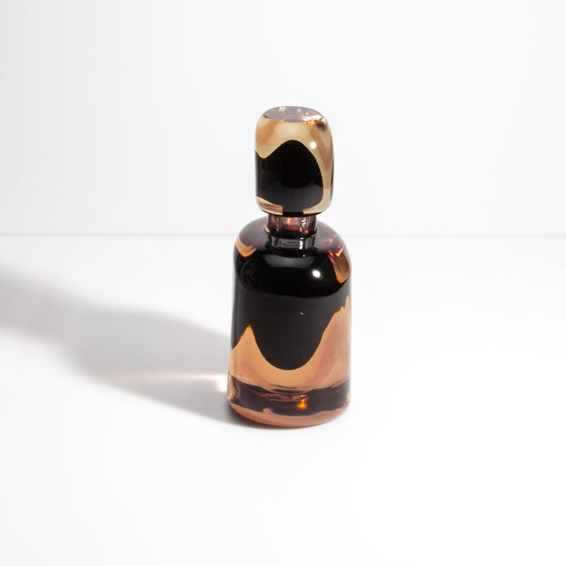 2020s Hand Blown Murano Bottle in Smoky Quartz and Onyx Black For Sale - Image 5 of 10