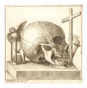 Skulls - Pair of Original Ink Drawings by Alessandro Dalla Nave - Early 1800 Early 1800