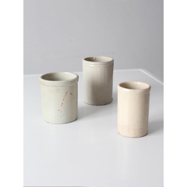 Off-white Antique Stoneware Kitchen Crocks Set of 3 For Sale - Image 8 of 17