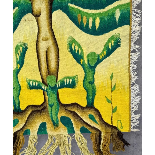 Hand Woven Wool Tapestry Feminist Textile Art Wall Hanging Judy Chicago Homage, c.1970's For Sale - Image 10 of 11