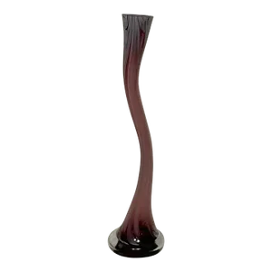 Unique Polish Handmade Stretch Purple Art Glass Bud Vase