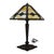 Bronze Antique Bradley & Hubbard Arts & Crafts 8-Panel Slag Glass Table Lamp C1920 For Sale - Image 8 of 12