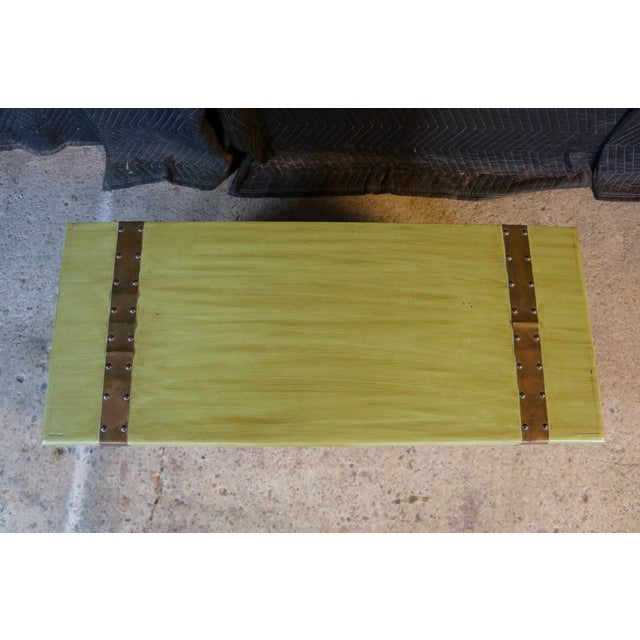Vintage American Country Farmhouse Green Painted Chic Pine Blanket Chest Trunk For Sale - Image 9 of 18