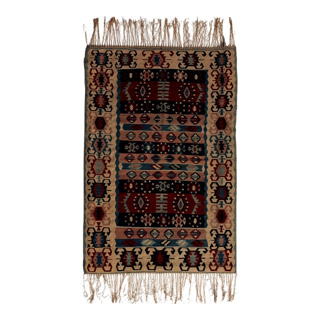 Late 20th Century Vintage Turkish Kilim Silk Rug, 03'07 X 05'03​ For Sale