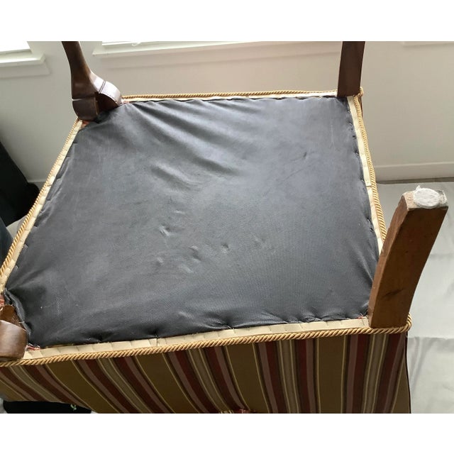 1960s Carved Wood & Upholstered Wing-Back Chairs With Ottoman - 3 Pieces For Sale - Image 10 of 12