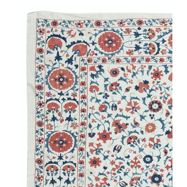 Traditional 4.7x5.6 Ft Embroidered Silk Wall Hanging. New Table Cover. Authentic Sofa Throw For Sale - Image 3 of 5