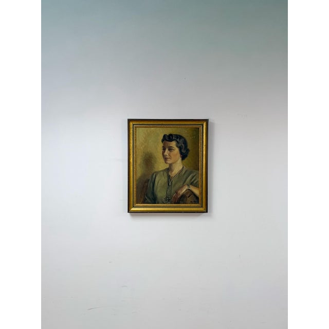This striking vintage original oil on canvas portrait by M. Meier is a beautifully executed and genuinely collectible...