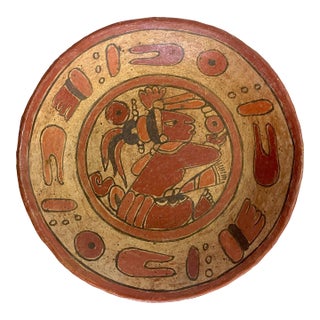 Mid Century Folk Art Pottery Dish For Sale