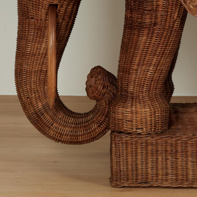 Vintage Italian Wicker Elephant Serving Bar For Sale - Image 10 of 18