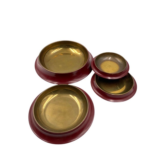 1970s Sculptural Pagoda Shaped Stacked Brass Trays / Vide Poche, Angelo Mangiarotti Italy - 4 Piece Set For Sale - Image 6 of 12