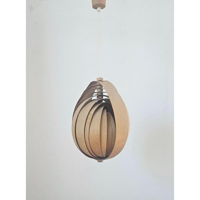 1960s Vintage Wooden Pendant Light in the style of Hans-Agne Jakobsson, Sweden, 1960s For Sale - Image 5 of 14