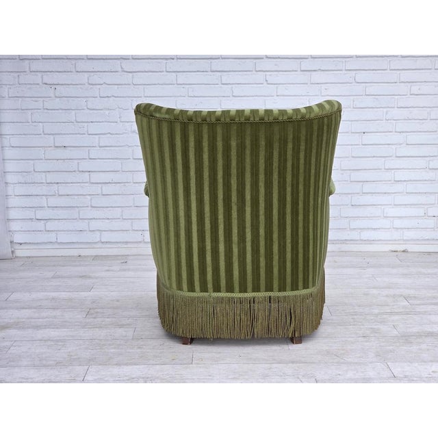Danish Armchair in Green Furniture Velour, 1960s For Sale - Image 9 of 18