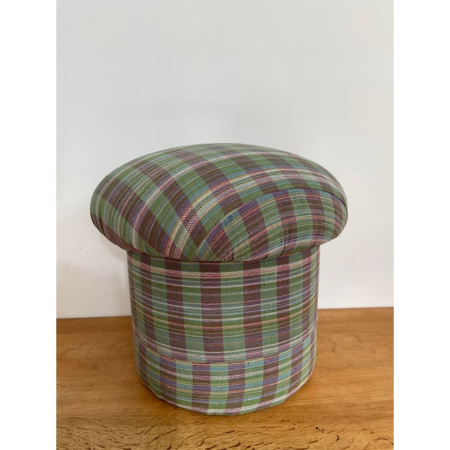 Early 21st Century Upholstered Mushroom Pouf Stool in Plaid For Sale - Image 5 of 10
