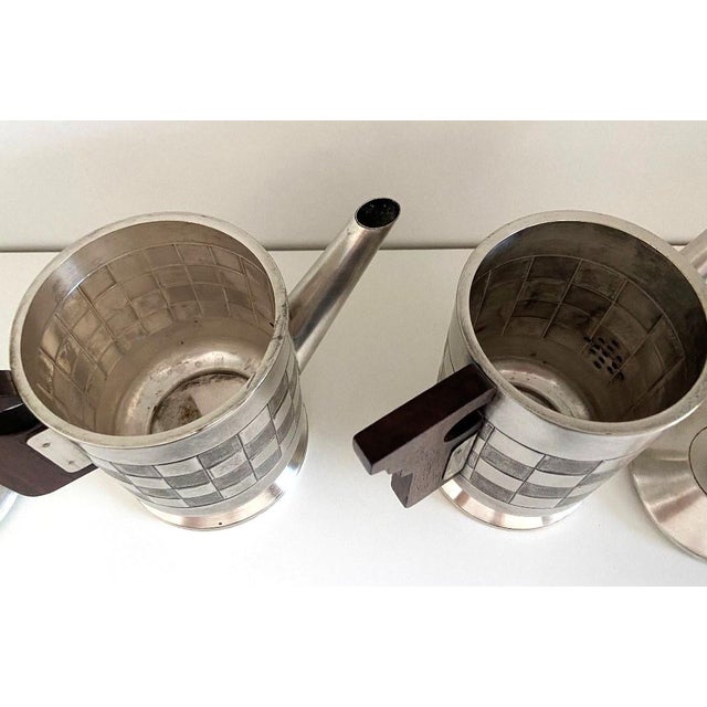 Metal Tea and Coffee Service in Silver-Plated Metal from A.S., 1930s, Set of 2 For Sale - Image 7 of 11