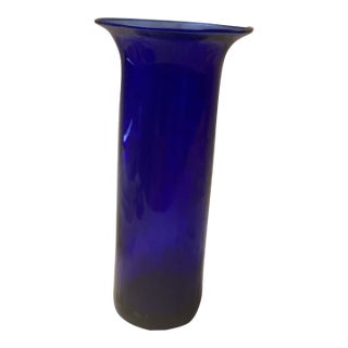 Vintage Bohemian Cobalt Blue Vase For Sale