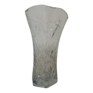 Glass Vase in Clear Cut American Brilliant Stars Embossed Design Tulip Shape