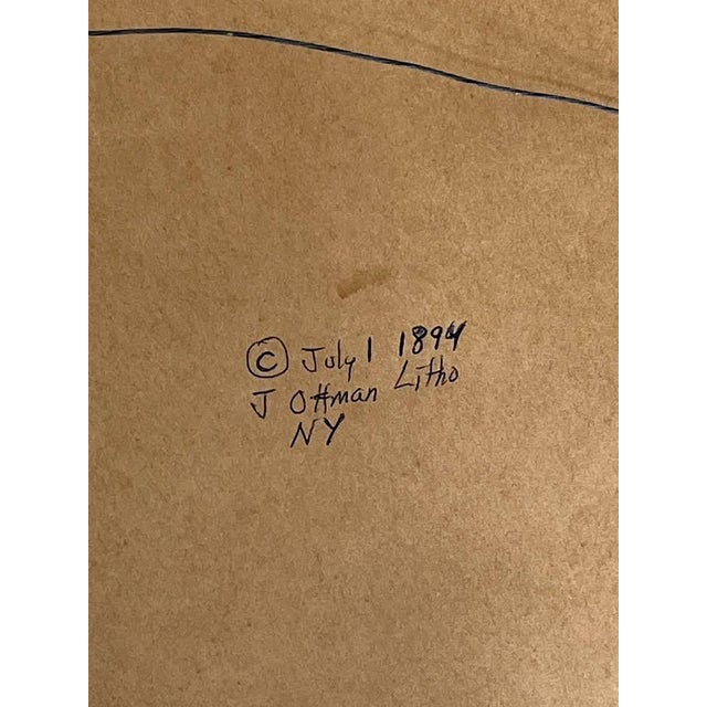 Five Playful Pugs Getting Into Mischief, Lithograph by J. Ottman Dated 1894, Framed For Sale In New York - Image 6 of 6